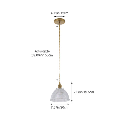1-Light Clear Grid Glass Hanging Light for Kitchen Island