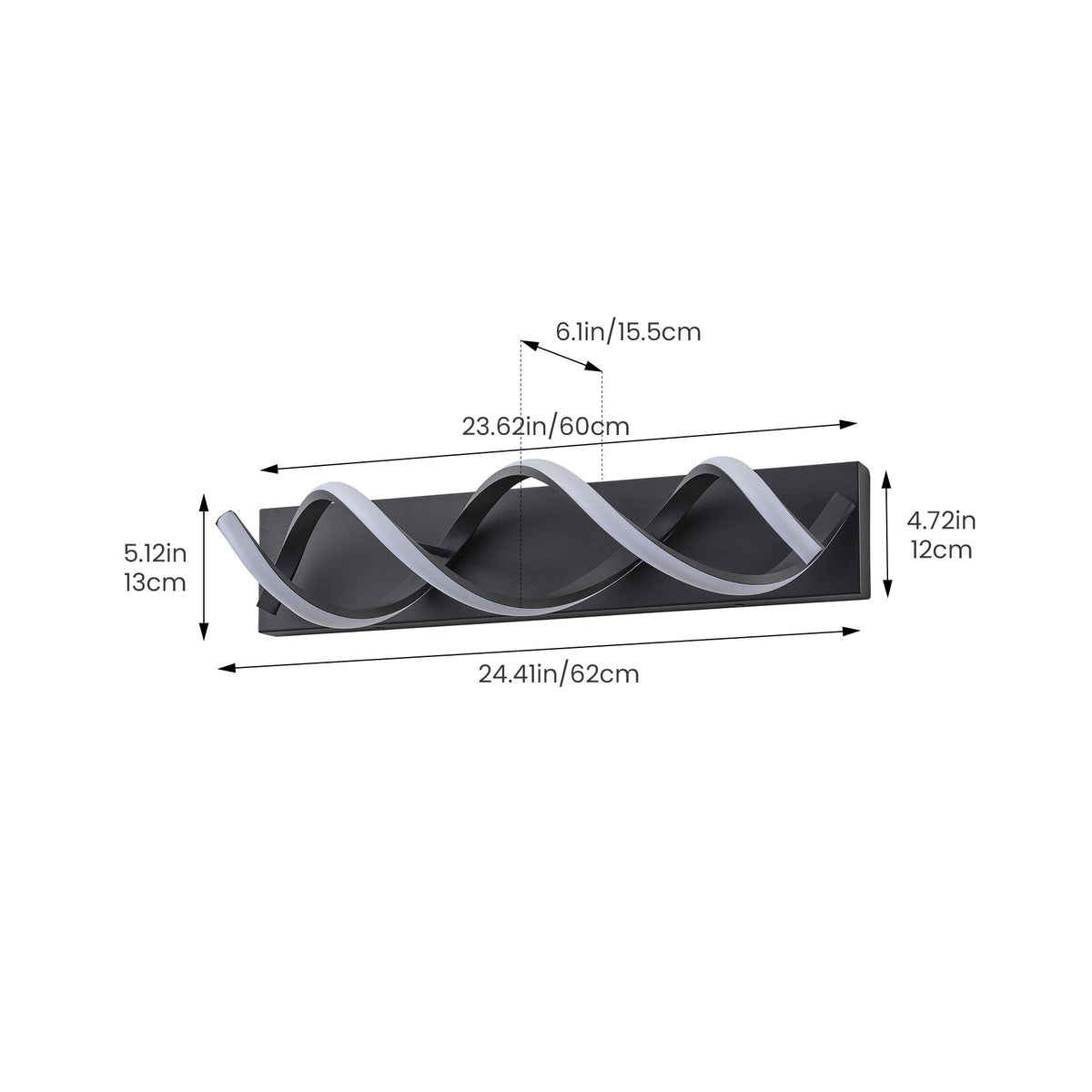 1-Light Black & Gold Wave LED Bathroom Vanity Light