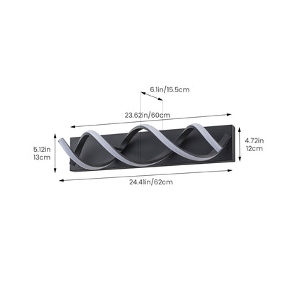 1-Light Black & Gold Wave LED Bathroom Vanity Light