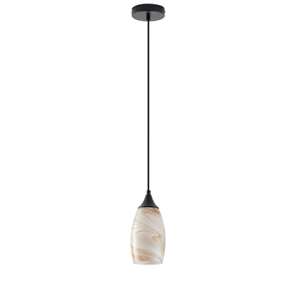 1-Light Modern Art Glass Pendant Marble Shade for Kitchen Island