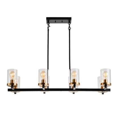 8-Lights Farmhouse Style Dimmable Glass Adjustable Kitchen Island Lights