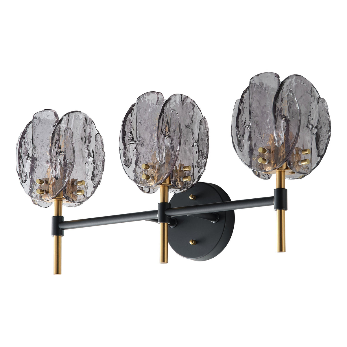 1-Light & 3-Light Modern Wall Sconce Light with Textured Smoke Glass Shape Vanity Light