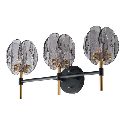 1-Light & 3-Light Modern Wall Sconce Light with Textured Smoke Glass Shape Vanity Light
