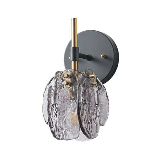 1-Light & 3-Light Modern Wall Sconce Light with Textured Smoke Glass Shape Vanity Light