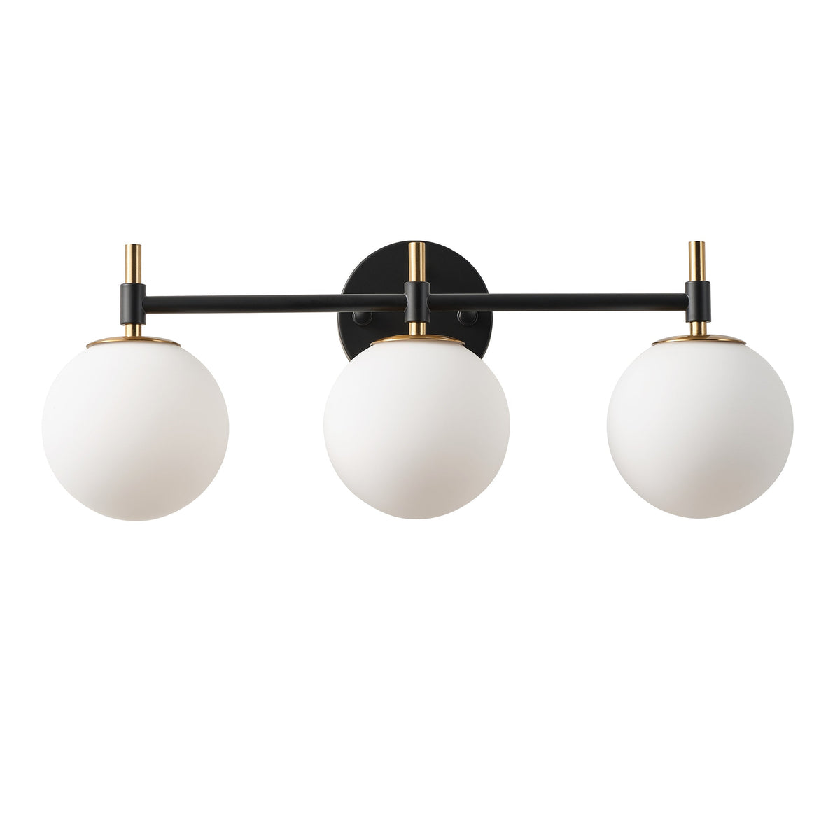 3-Light Mid-Century Modern Black & Gold Vanity Light for Bathroom