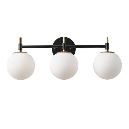 3-Light Mid-Century Modern Black & Gold Vanity Light for Bathroom