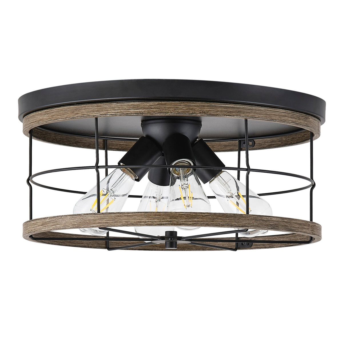 4-Lights Round Metal Frame Openwork Design Flush Mount Lighting