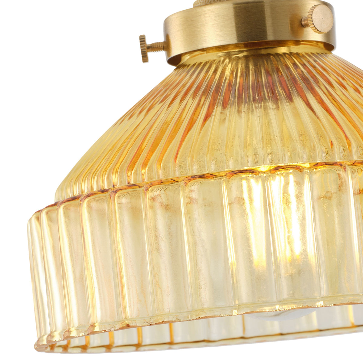 1-Light Pendant Light Ribbed Glass Brass Kitchen Island