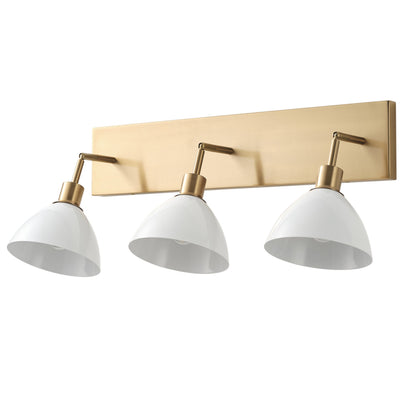 3-Lights Cream Round Shape Glass Shade Bathroom Vanity Lighting