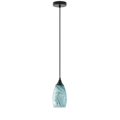 1-Light Modern Art Glass Pendant Marble Shade for Kitchen Island