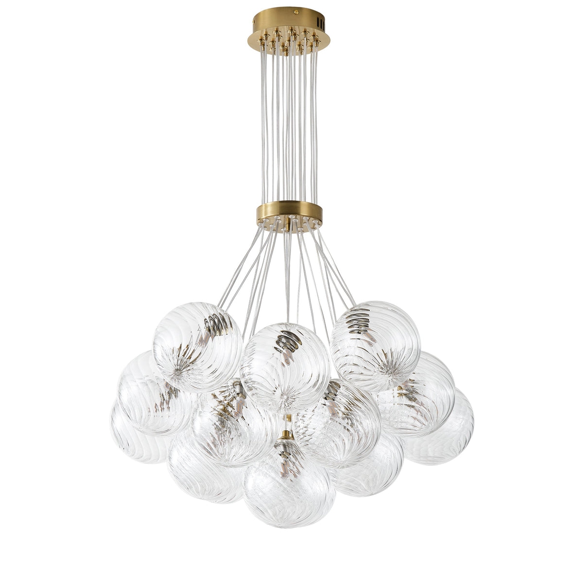 13&19-Light Modern Luxury Glass Globe Chandelier Copper Finish Cluster Pendant Light