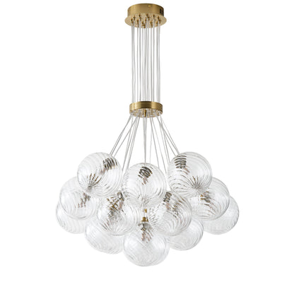 13&19-Light Modern Luxury Glass Globe Chandelier Copper Finish Cluster Pendant Light