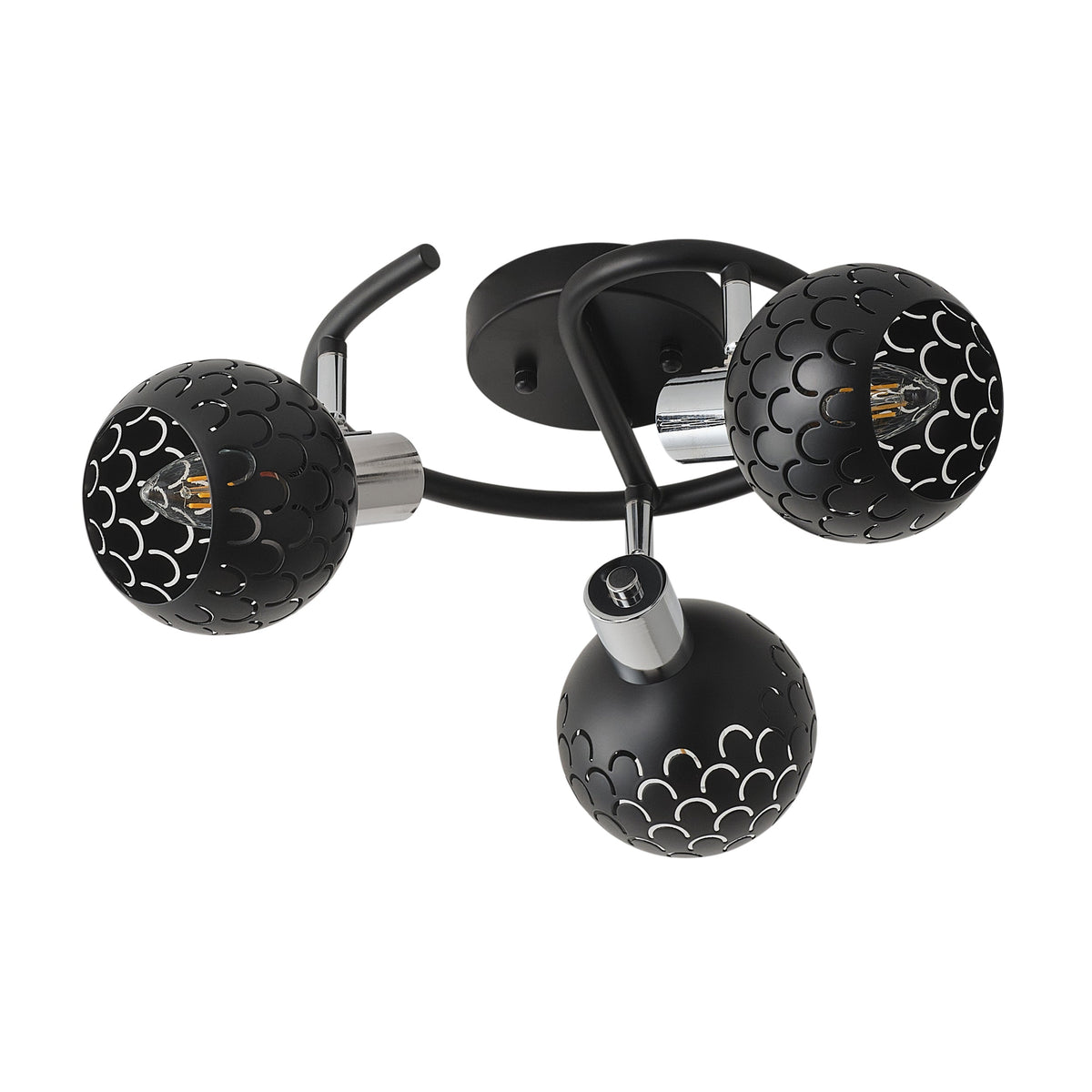 3-Light Modern Black Ceiling Semi-Recessed Spotlight