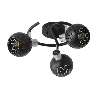3-Light Modern Black Ceiling Semi-Recessed Spotlight