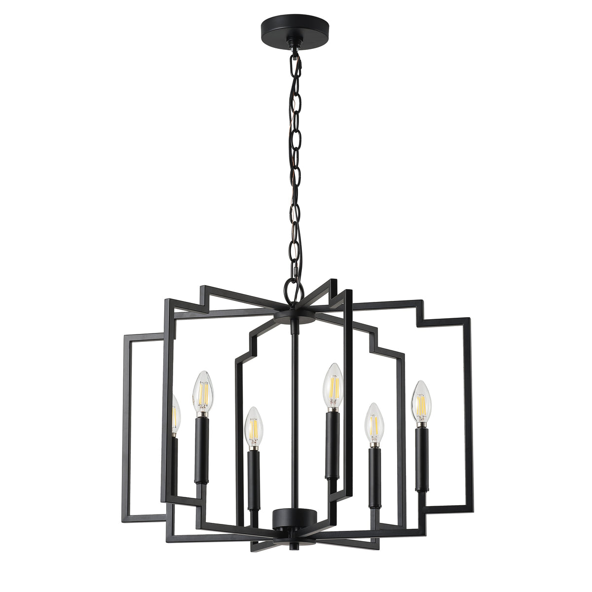 6-Light Modern Black Geometric Pendant Light