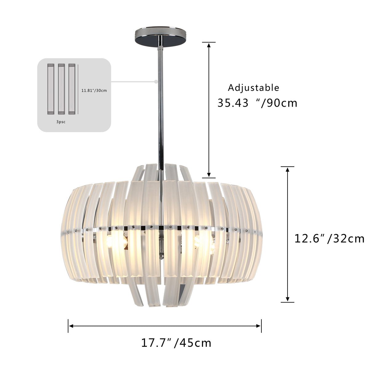 4-Lights Multi-Layer Frosted Glass Pendant Lighting