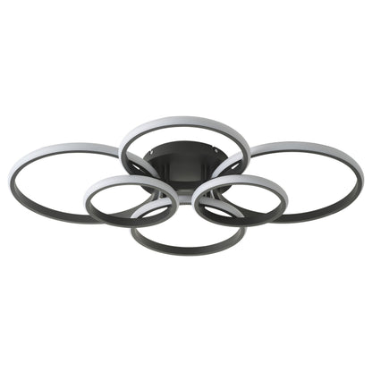 6-Lights Modern Style Six Circular Shapes Dimmable LED Semi-Flush Mount Lighting