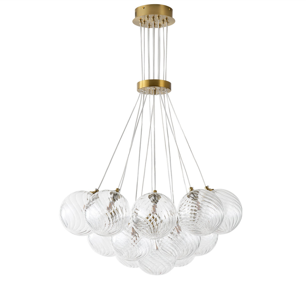 13&19-Light Modern Luxury Glass Globe Chandelier Copper Finish Cluster Pendant Light