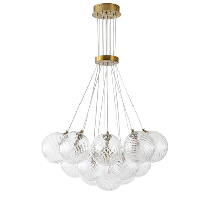 13&19-Light Modern Luxury Glass Globe Chandelier Copper Finish Cluster Pendant Light