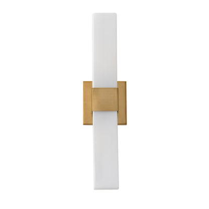 2-Light Contemporary Wall Sconce Linear Bar Brushed Brass Opal Diffuser ETL