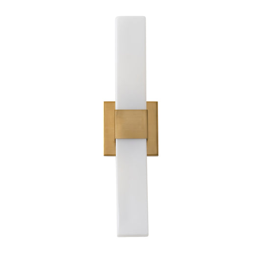 2-Light Contemporary Wall Sconce Linear Bar Brushed Brass Opal Diffuser ETL