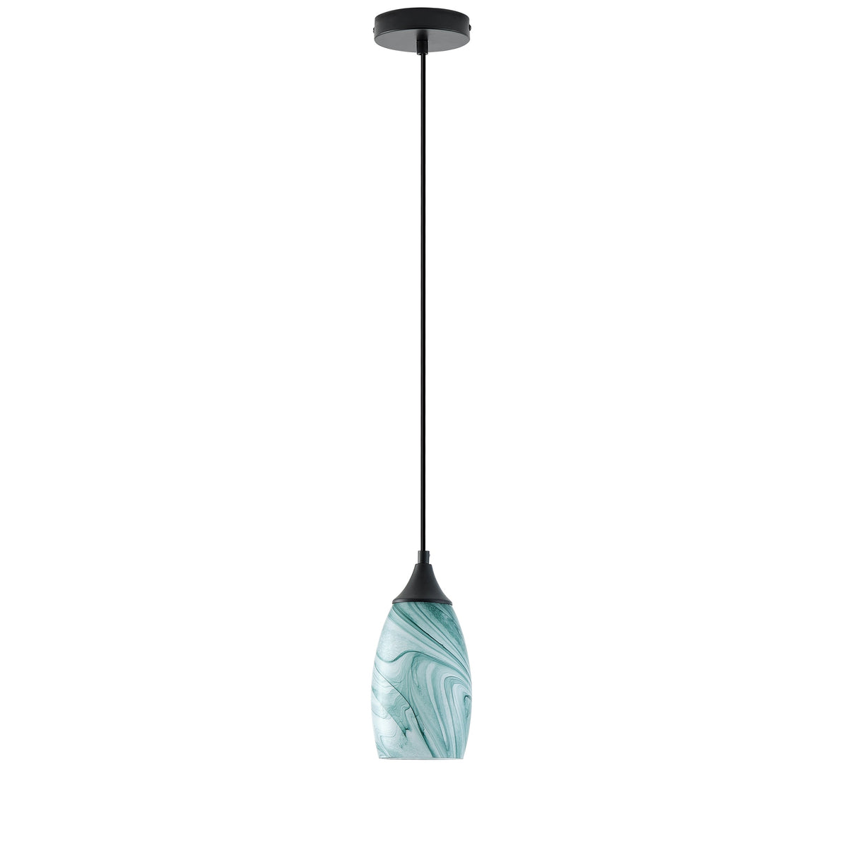 1-Light Modern Art Glass Pendant Marble Shade for Kitchen Island