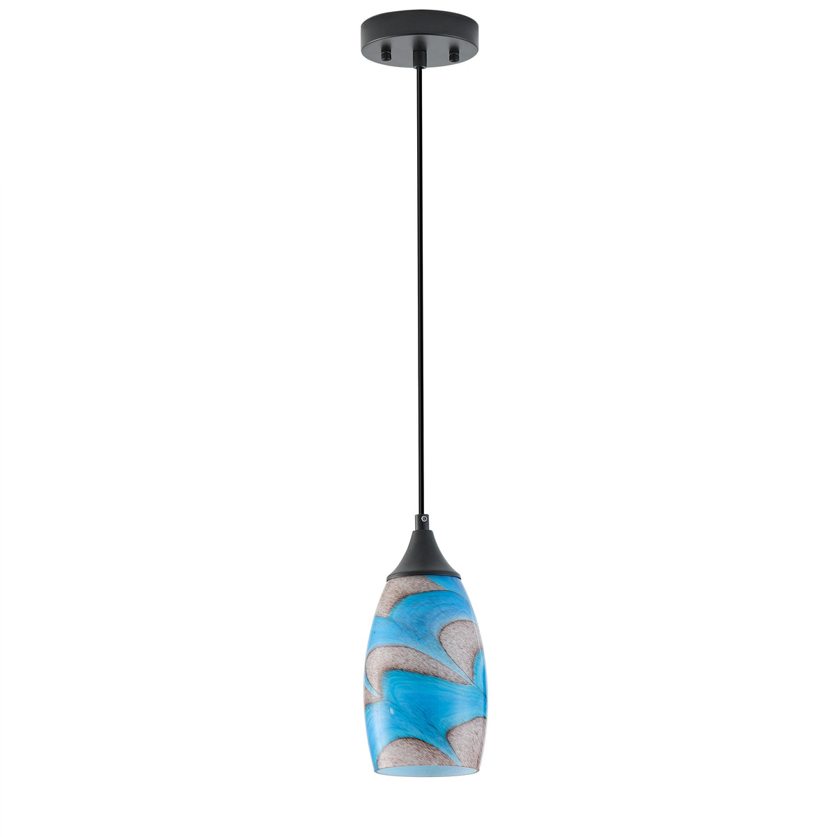 1-Light Modern Art Glass Pendant Marble Shade for Kitchen Island