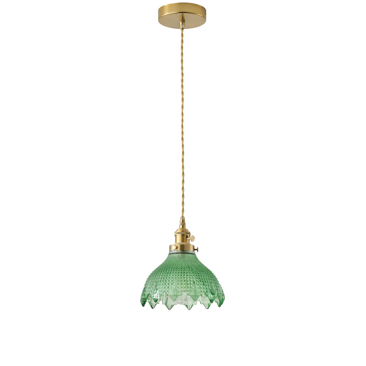 1-Light Vintage Style Pendant Light Dewdrop Deep Green Glass Hanging Lamp
