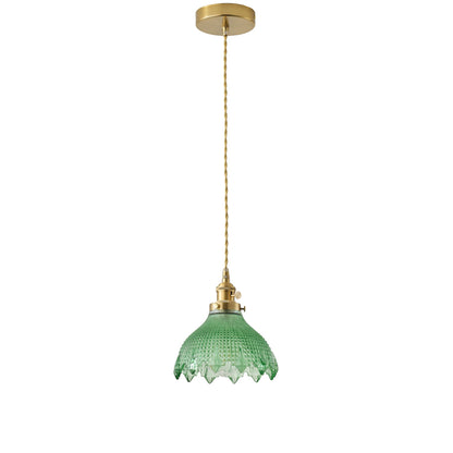 1-Light Vintage Style Pendant Light Dewdrop Deep Green Glass Hanging Lamp