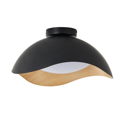 1-Light Modern Irregular LED Ceiling Light Matte Black Wood Grain