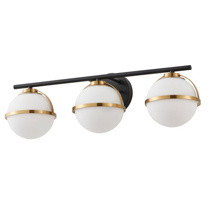 Modern Minimalist Vanity Light Dewdrop Black And Gold Globe Frosted Glass For Bathroom