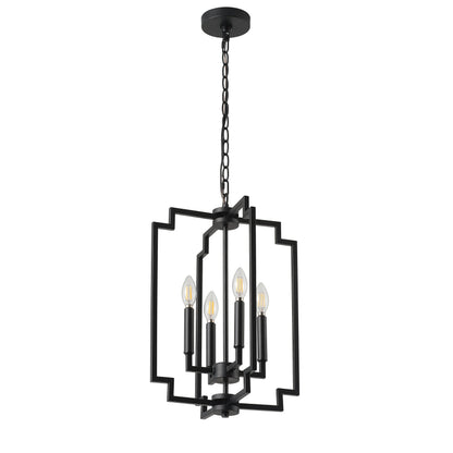 4-Light Modern Black Geometric Pendant Light