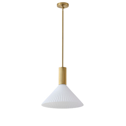 1-Light  Mid Century Modern Pendant Light Trumpet Conical White Glass ETL E26