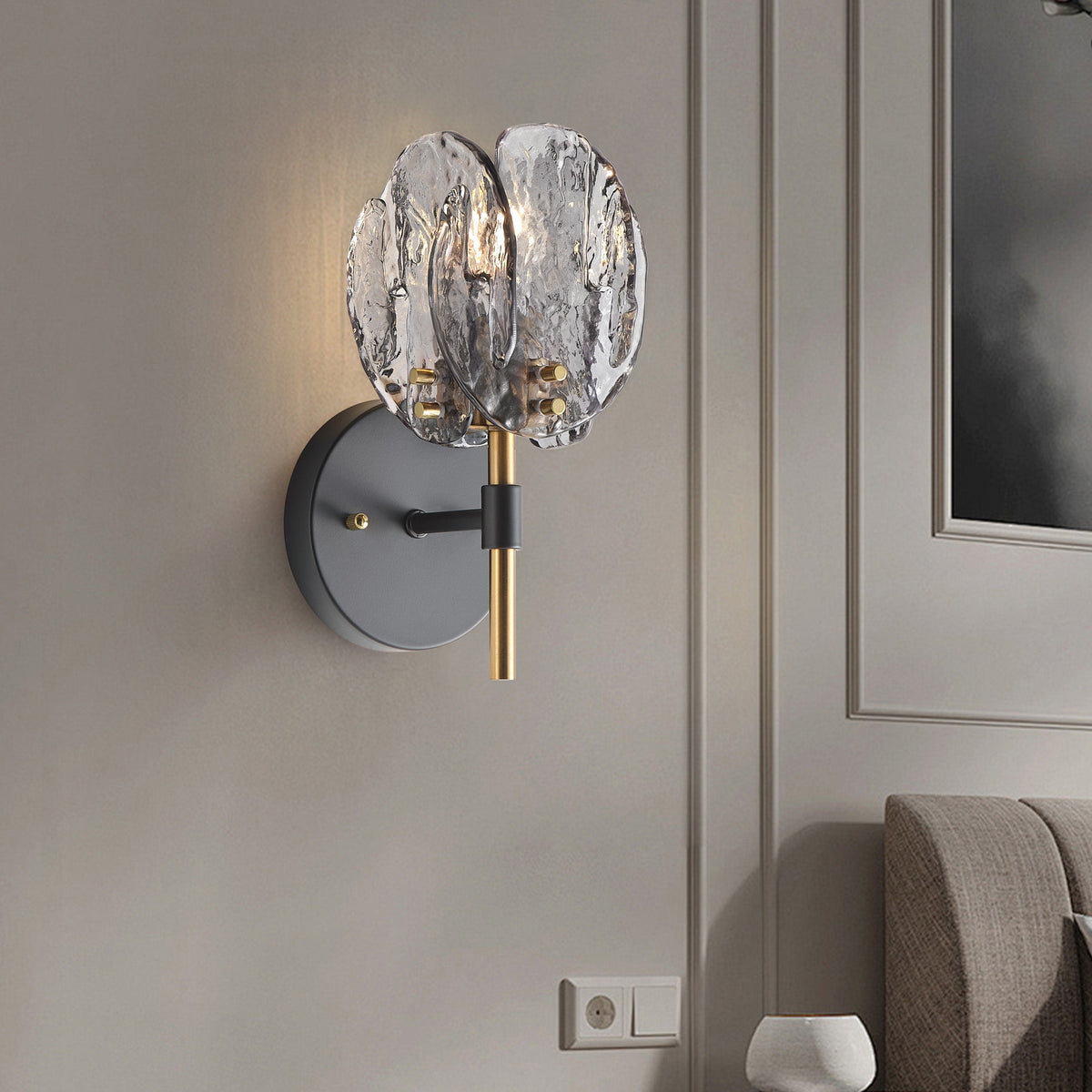 1-Light & 3-Light Modern Wall Sconce Light with Textured Smoke Glass Shape Vanity Light