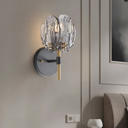 1-Light & 3-Light Modern Wall Sconce Light with Textured Smoke Glass Shape Vanity Light