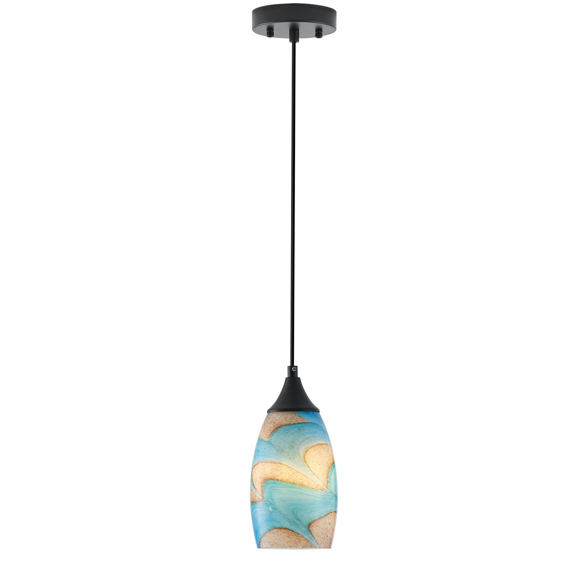 1-Light Modern Art Glass Pendant Marble Shade for Kitchen Island