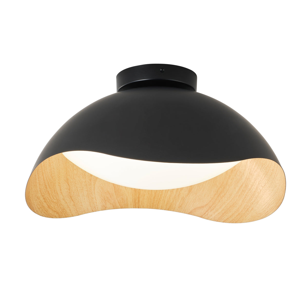 1-Light Modern Irregular LED Ceiling Light Matte Black Wood Grain