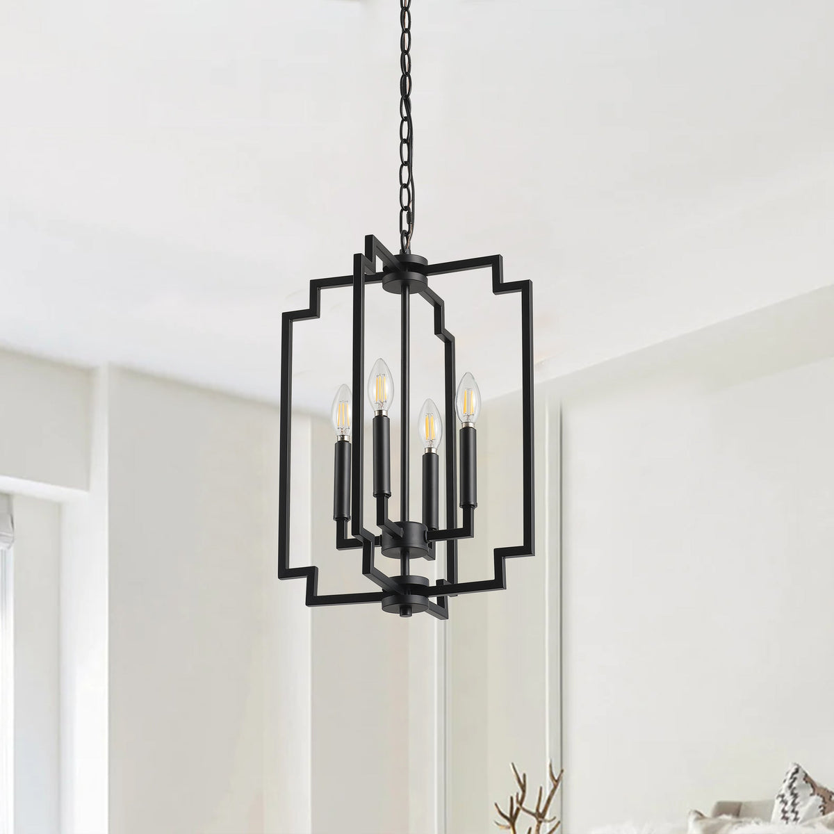 4-Light Modern Black Geometric Pendant Light