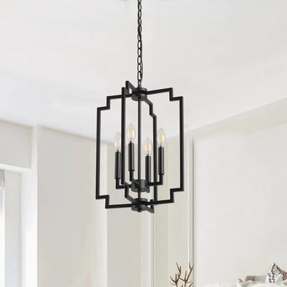 4-Light Modern Black Geometric Pendant Light