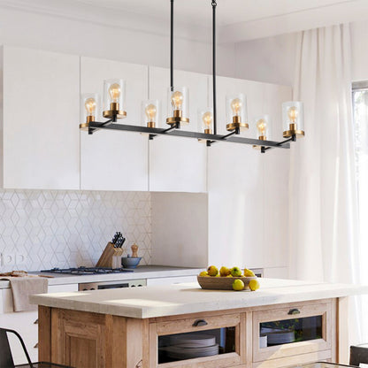 8-Lights Farmhouse Style Dimmable Glass Adjustable Kitchen Island Lights