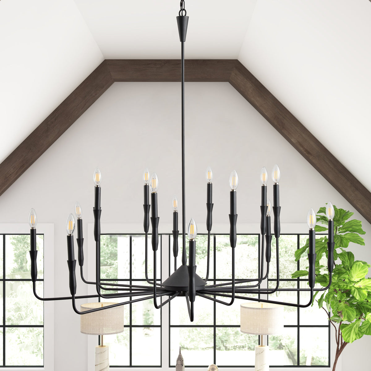 6-Lights & 9-Lights & 16-Lights Small Fresh Candle Shaped Dimmable Chandelier