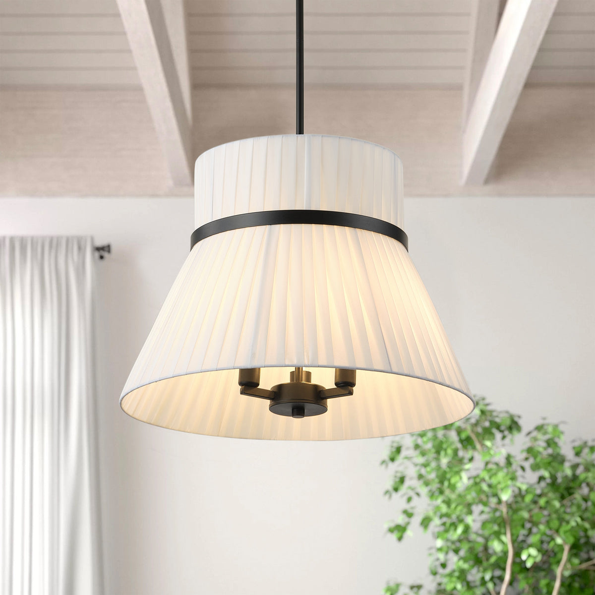 3-Light Creative Flared White Pleated Shade Pendant Lighting