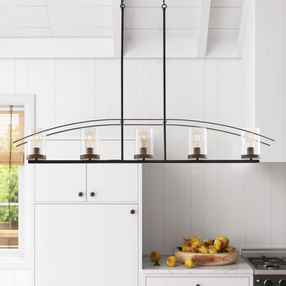 5-Lights Arch Dimmable Glass Adjustable Chandelier Kitchen Island Lights