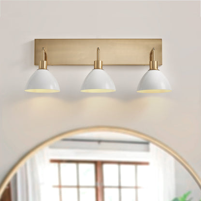 3-Lights Cream Round Shape Glass Shade Bathroom Vanity Lighting