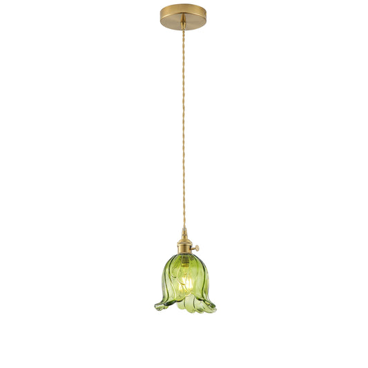 1-Light Vintage Green Glass Kitchen Island Pendant Light