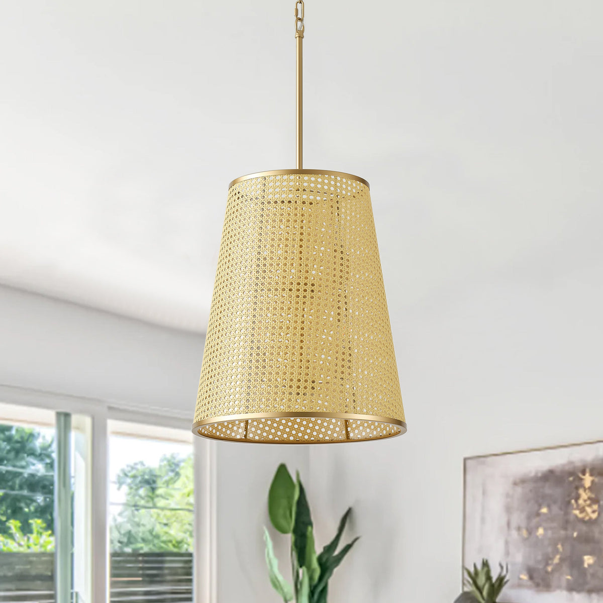 6-Lights Woven Openwork Flared Shade Pendant Lighting