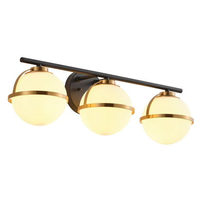 Modern Minimalist Vanity Light Dewdrop Black And Gold Globe Frosted Glass For Bathroom