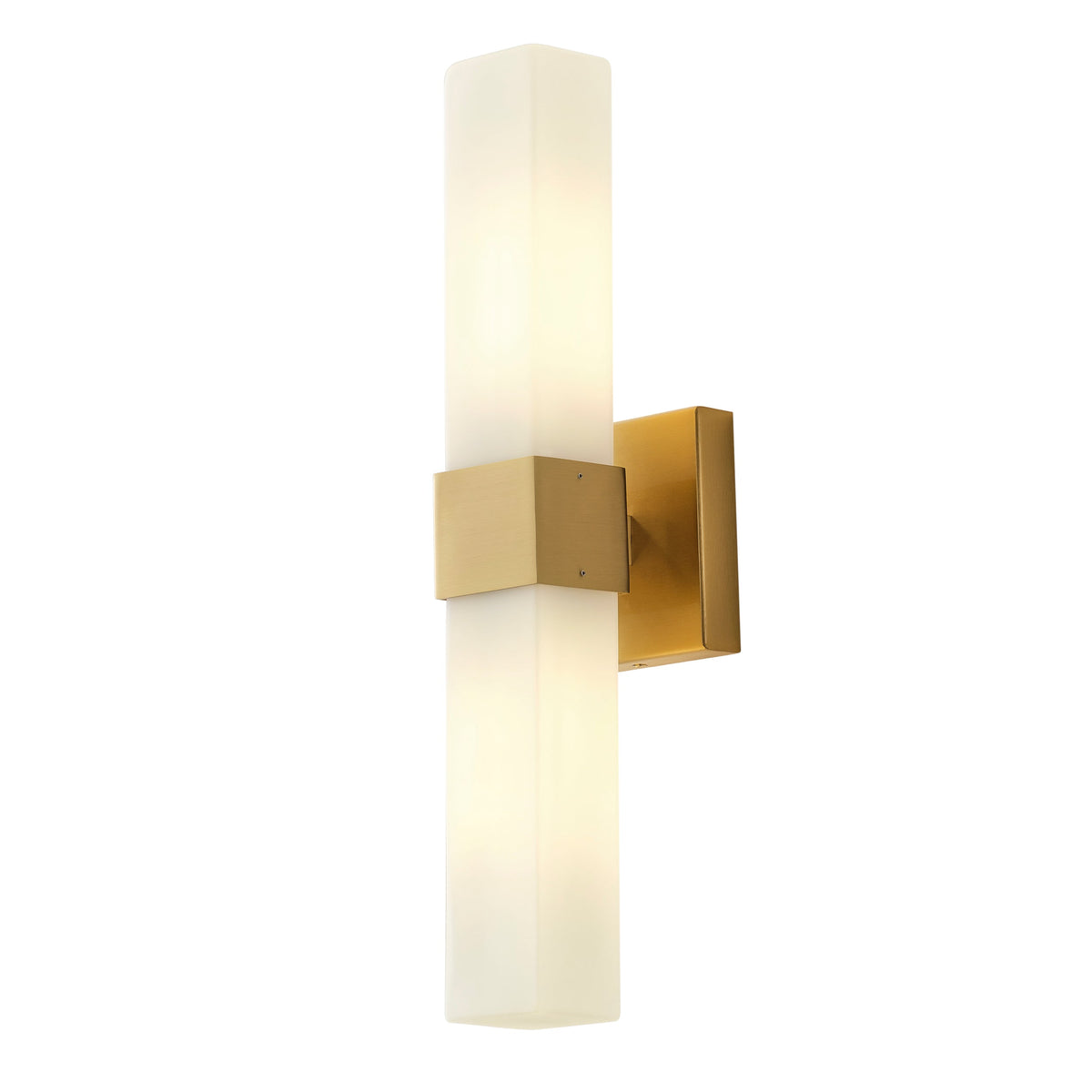 2-Light Contemporary Wall Sconce Linear Bar Brushed Brass Opal Diffuser ETL