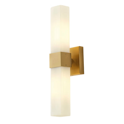 2-Light Contemporary Wall Sconce Linear Bar Brushed Brass Opal Diffuser ETL