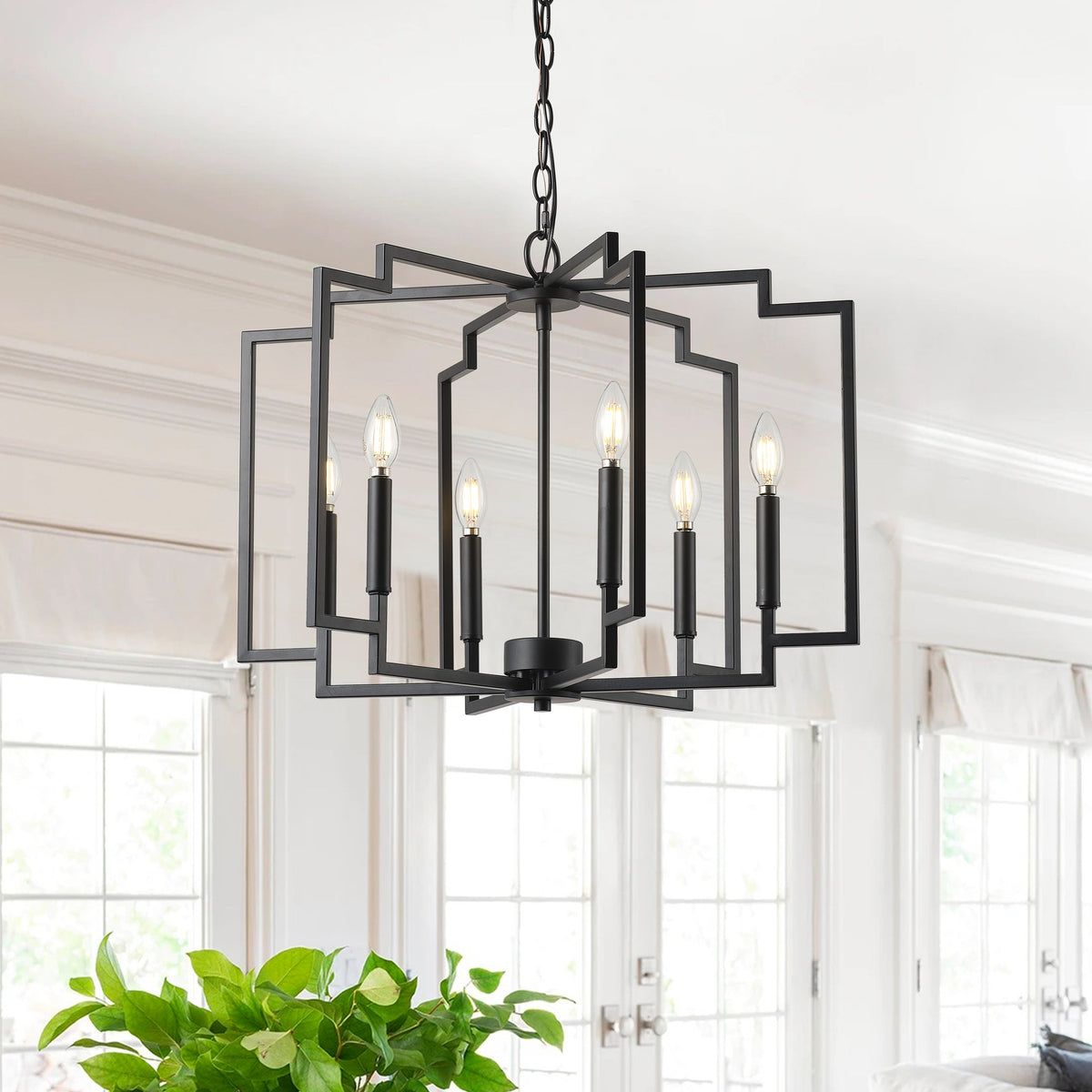 6-Light Modern Black Geometric Pendant Light